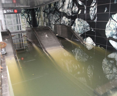 An escalator at the South Ferry subway station (photo: MTA)